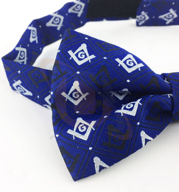 Masonic Regalia 100% Silk woven Bow Tie with Square Compass & G Blue Unique_Regalia
